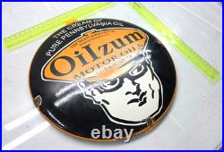 Oilzum Motor Oils 12 Vintage Genuine Porcelain Sign Pump Plate Gas Station Bble