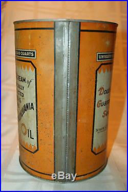 Oilzum PENNSYLVANIA Oil 5 Quart Can Vintage Top & Bottom Intact W S. A. E. 10