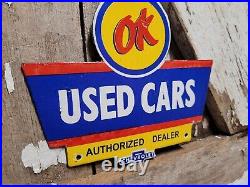 Ok Used Cars Vintage Porcelain Sign Automobile Dealer Sales Service Gas Station