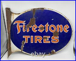 Original Firestone Tires Auto Supplies Flange Sign Vintage Gas Oil