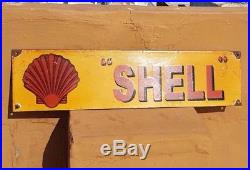 Original Old Vintage Rare Shell Oil Ad Porcelain Enamel Sign Board Collectible