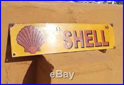 Original Old Vintage Rare Shell Oil Ad Porcelain Enamel Sign Board Collectible