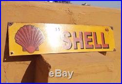 Original Old Vintage Rare Shell Oil Ad Porcelain Enamel Sign Board Collectible