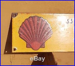 Original Old Vintage Rare Shell Oil Ad Porcelain Enamel Sign Board Collectible