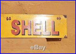 Original Old Vintage Rare Shell Oil Ad Porcelain Enamel Sign Board Collectible