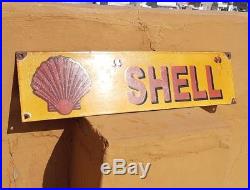 Original Old Vintage Rare Shell Oil Ad Porcelain Enamel Sign Board Collectible