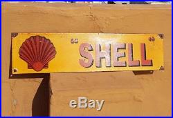 Original Old Vintage Rare Shell Oil Ad Porcelain Enamel Sign Board Collectible