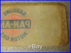 Original Old Vtg PAN-AM Gas Pump Glass Insert Sign Plate Advertisement Motor Oil