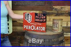 Original PUROLATOR FILTERS AIR OIL FUEL GAS SERVICE STATION SIGN VINTAGE 1940's