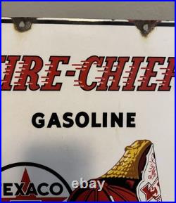 Original Vintage 1940 Texaco Fire Chief Gasoline Porcelain Pump Plate Dated 3-40