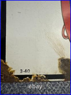 Original Vintage 1940 Texaco Fire Chief Gasoline Porcelain Pump Plate Dated 3-40