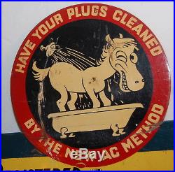 Original Vintage AC DONKEY SPARK PLUG Flange Metal SIGN Gas Station Oil Rare