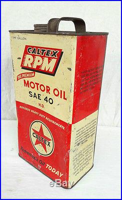 Original Vintage Old Antique Rare CALTEX RPM Motor Oil Ad. Tin Gallon, U. S. A
