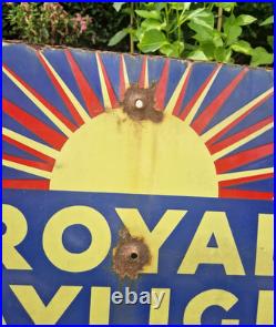 Original Vintage Royal Daylight Oil Double Sided Enamel Sign 1935 Original Vintage Royal Daylight Oil Double Sided Enamel Sign 1935
