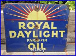 Original Vintage Royal Daylight Oil Double Sided Enamel Sign 1935 Original Vintage Royal Daylight Oil Double Sided Enamel Sign 1935