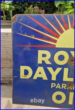 Original Vintage Royal Daylight Oil Double Sided Enamel Sign 1935 Original Vintage Royal Daylight Oil Double Sided Enamel Sign 1935