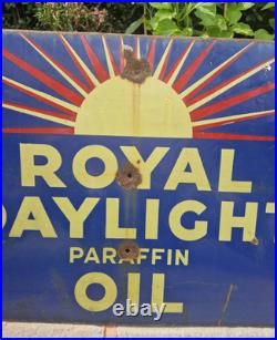 Original Vintage Royal Daylight Oil Double Sided Enamel Sign 1935 Original Vintage Royal Daylight Oil Double Sided Enamel Sign 1935