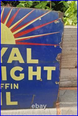 Original Vintage Royal Daylight Oil Double Sided Enamel Sign 1935 Original Vintage Royal Daylight Oil Double Sided Enamel Sign 1935