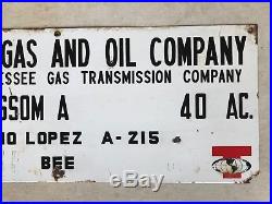Original Vintage Tennessee Gas and Oil Company Porcelain Sign
