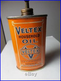Original Vintage Veltex Tin Litho Household Oil TIN 3 FLUID OUNCES ESTATE FIND