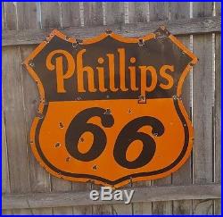 PHILLIPS 66 30 DSP Porcelain Metal Sign Oil Gas Badge Service Station Vintage