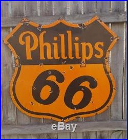 PHILLIPS 66 30 DSP Porcelain Metal Sign Oil Gas Badge Service Station Vintage