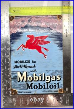 Pegasus Mobilgas Mobiloil 12 Genuine VINTAGE PORCELAIN SIGN DEALERSHIPMOTOR OIL