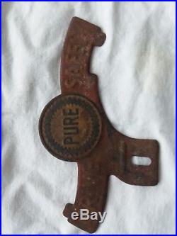 Pure Oil Drive Safely license plate topper Vintage Rustic with Reflector frame