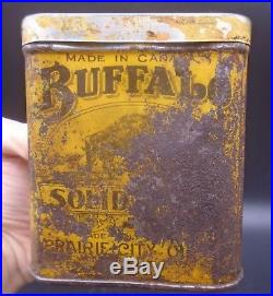 RARE 1920's VINTAGE BUFFALO SOLID OIL CAN (PRAIRIE CITY OIL CO, WINNIPEG, MAN.)