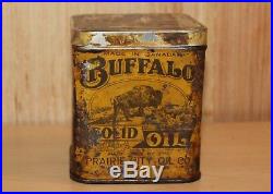 RARE 1920's Vintage BUFFALO SOLID OIL CAN (Prairie City Oil Co, WINNIPEG, MAN.)