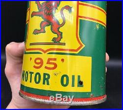 RARE 1930's VINTAGE LION OILS'95' MOTOR OIL IMPERIAL QUART CAN