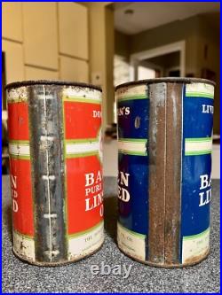 RARE 1930's x2 VINTAGE CANADIAN OIL BADEN IMPERIAL QUART CAN FULL