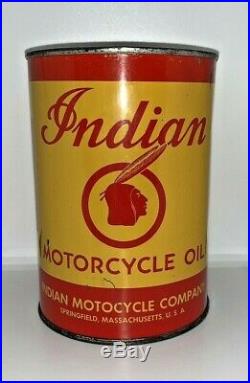RARE 40s VINTAGE INDIAN MOTORCYCLE OIL CAN SAE 50 GREAT GRAPHICS