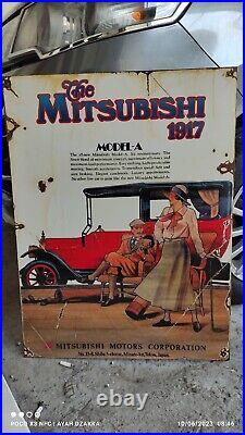 RARE Antique Vintage 1917 Mitsubishi Model-A Advertising Car Truck Sign Gas Oil