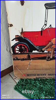 RARE Antique Vintage 1917 Mitsubishi Model-A Advertising Car Truck Sign Gas Oil