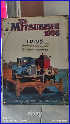 RARE Antique Vintage 1936 Mitsubishi TD-35 Advertising Car Truck Sign Gas Oil