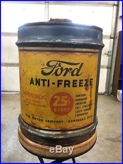 RARE Old Vintage FORD 5 Gallon Antifreeze Can Bucket Gas Oil dated 5/24/37