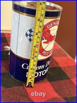 RARE VINTAGE 1960's GENUINE RED RAM MOTOR OIL CAN FULL IMPERIAL QUART VGC 6.5