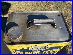 RARE VINTAGE Beaver Penn Motor Oil 2 Gallon Advertising Oil Can Freedom PA