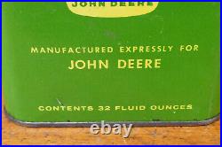 RARE Vintage 1950s John Deere Quik-Lube Lubricant Metal One Quart Motor Oil Can