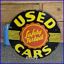 RARE Vintage 1950s OLDSMOBILE Dealership Gas Oil Porcelain Flange Sign 22 X 23