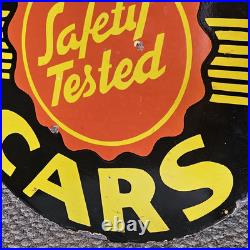 RARE Vintage 1950s OLDSMOBILE Dealership Gas Oil Porcelain Flange Sign 22 X 23