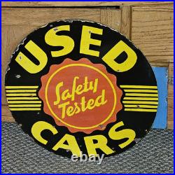 RARE Vintage 1950s OLDSMOBILE Dealership Gas Oil Porcelain Flange Sign 22 X 23