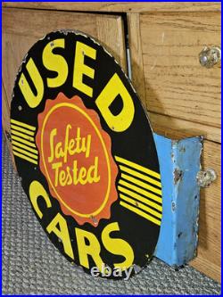 RARE Vintage 1950s OLDSMOBILE Dealership Gas Oil Porcelain Flange Sign 22 X 23