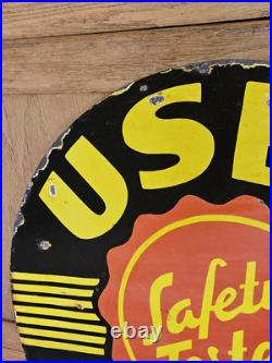 RARE Vintage 1950s OLDSMOBILE Dealership Gas Oil Porcelain Flange Sign 22 X 23