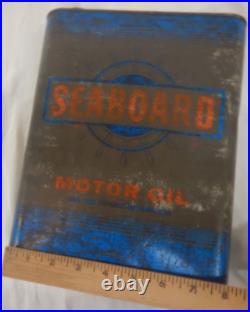 RARE Vintage Advertising Seaboard 2 Gallon Empty Metal Motor Oil Can