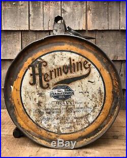 RARE Vintage HERMOLINE Oil Herring-Wissler 5 Gallon Gasoline Station Rocker Can