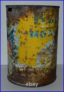 RARE Vintage HUSKY MOTOR OIL ONE Quart Advertising Tin Can w DOG