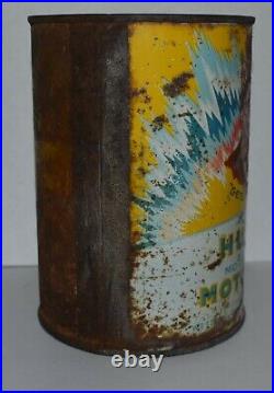 RARE Vintage HUSKY MOTOR OIL ONE Quart Advertising Tin Can w DOG