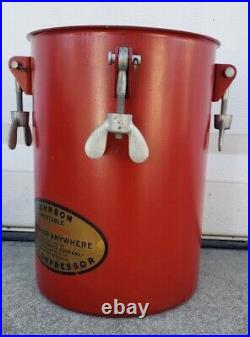 RARE Vintage Johnson Service Company Air Compressor Advertising Gas Oil Can Sign
